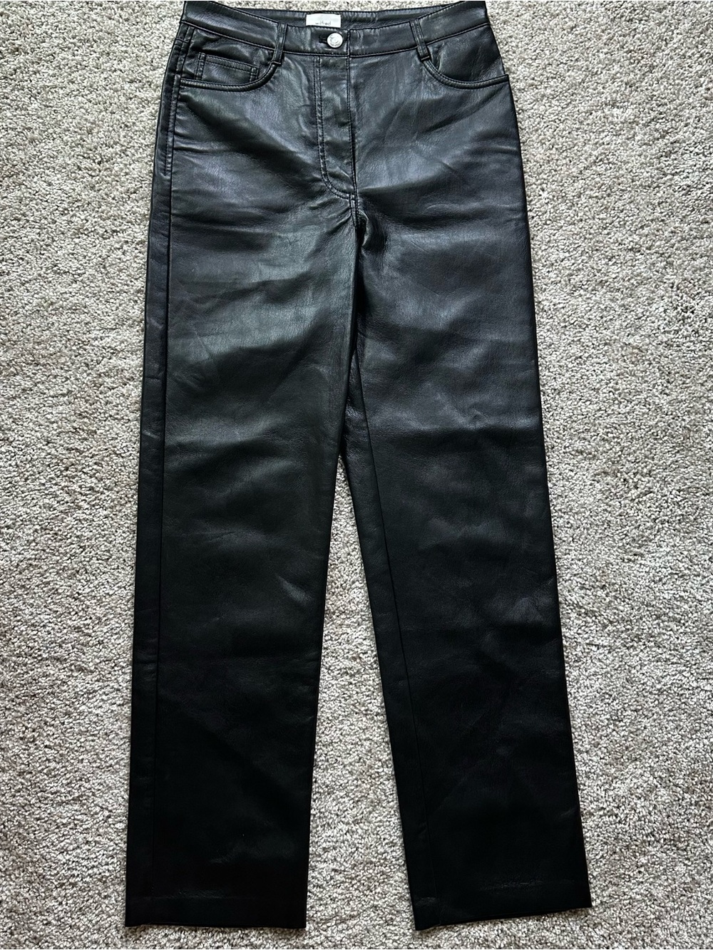 Aritzia Wilfred The Melina Black Vegan Leather Pants Size 4 High Rise Straight